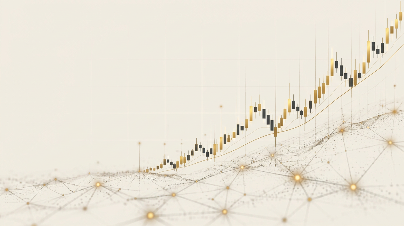 Abstract market chart and connected digital network